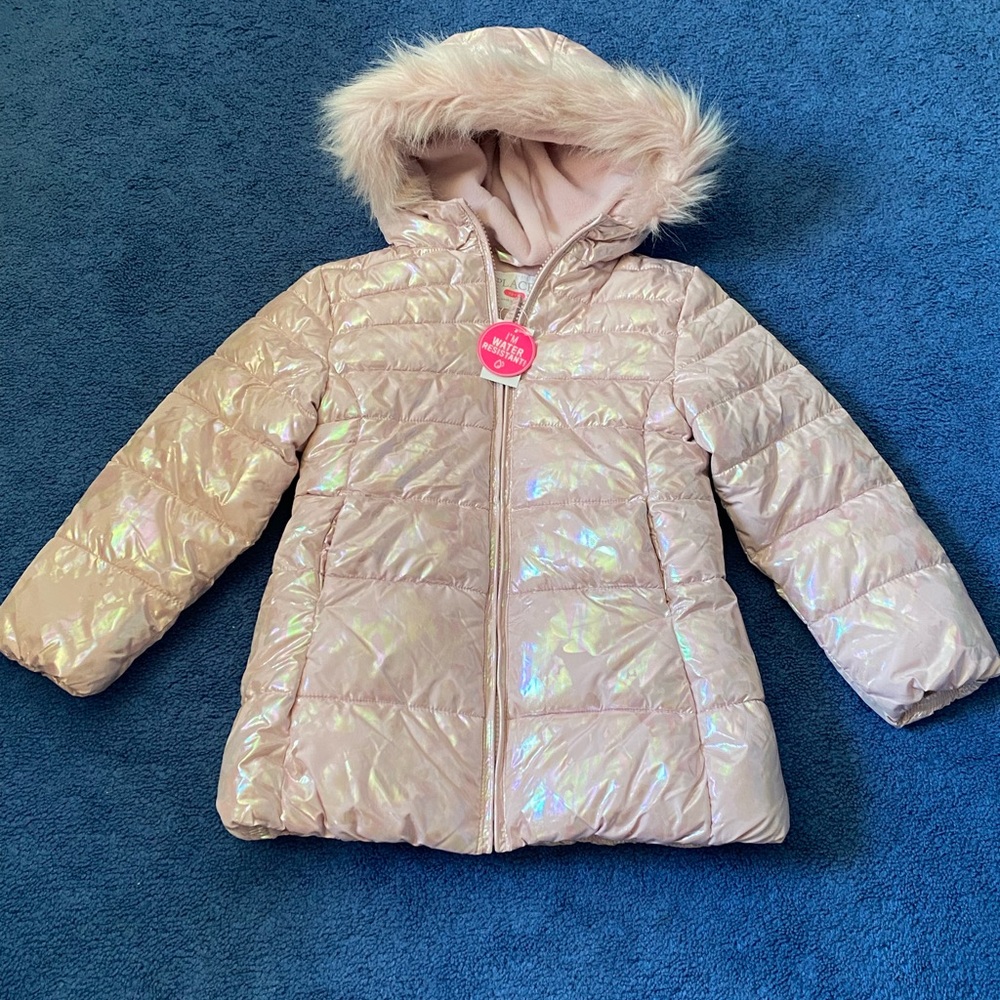 The Children's Place Pink Iridescent Puffer Coat Jacket Size 4